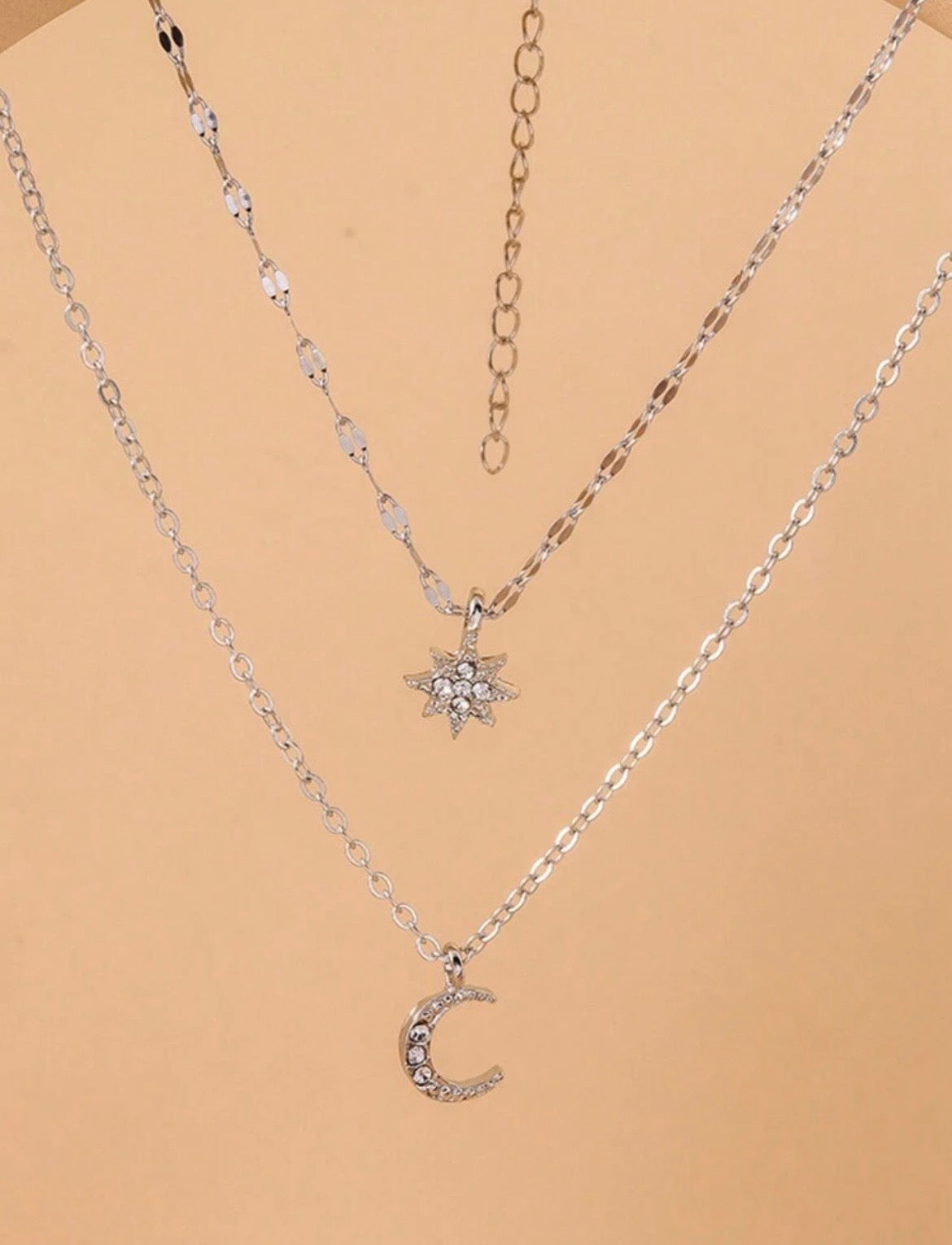 Star & moon double layer necklace