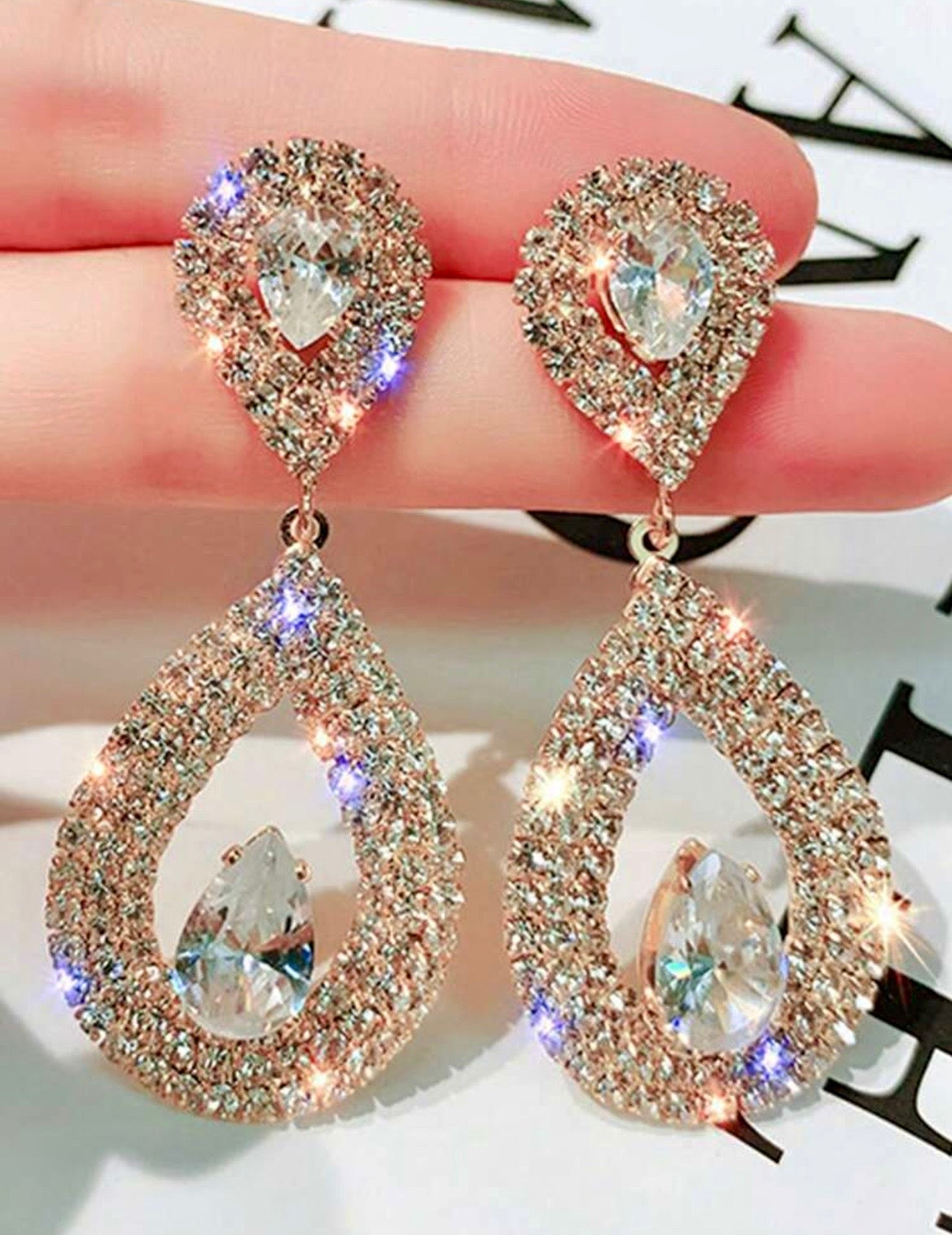 Rhinestone pendant earrings