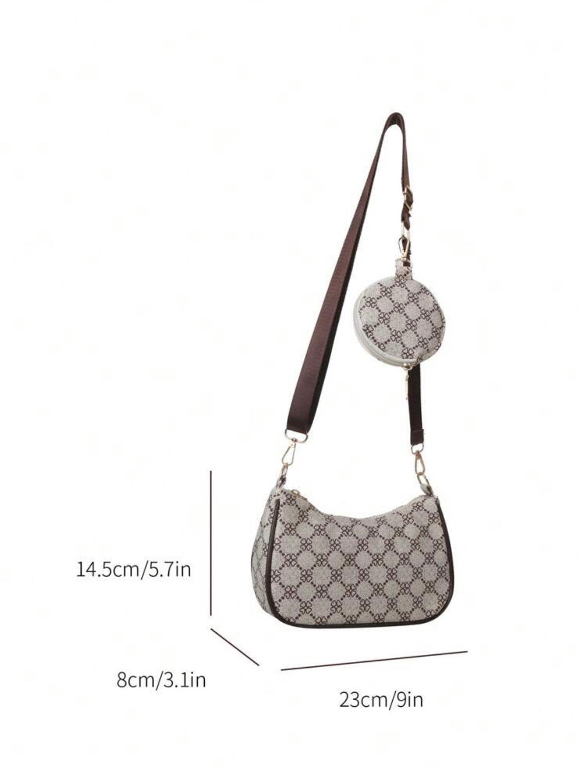 Strap shoulder bag with pouch