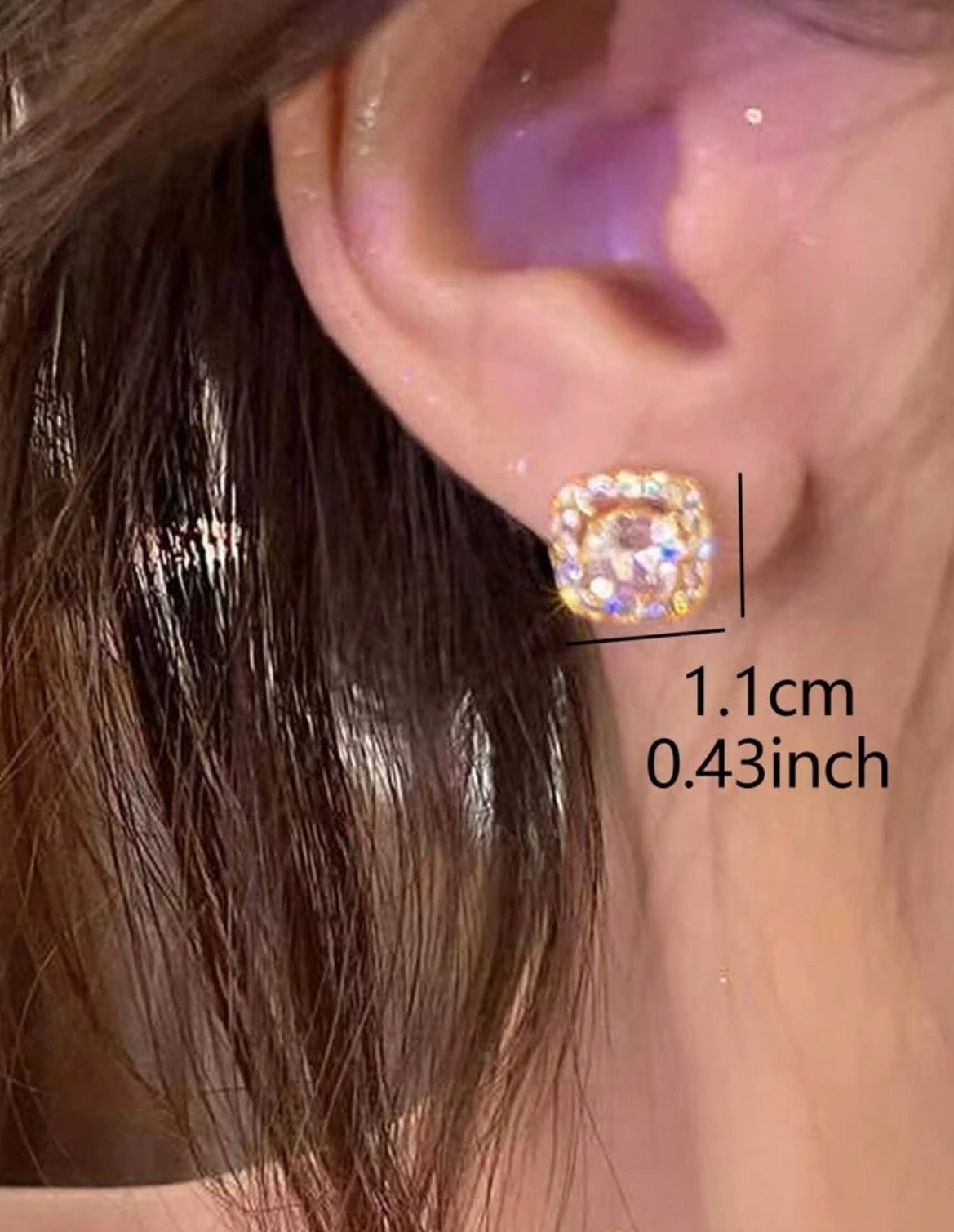 Square diamond stud earrings