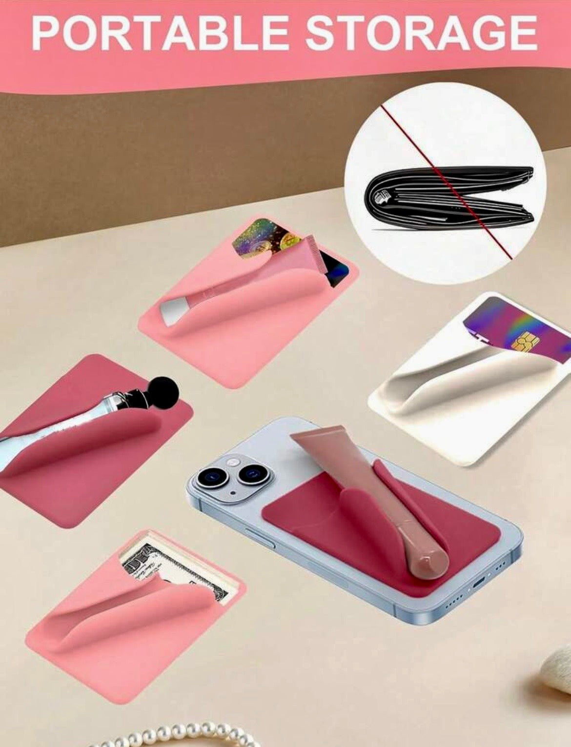 Phone lip gloss & card holder