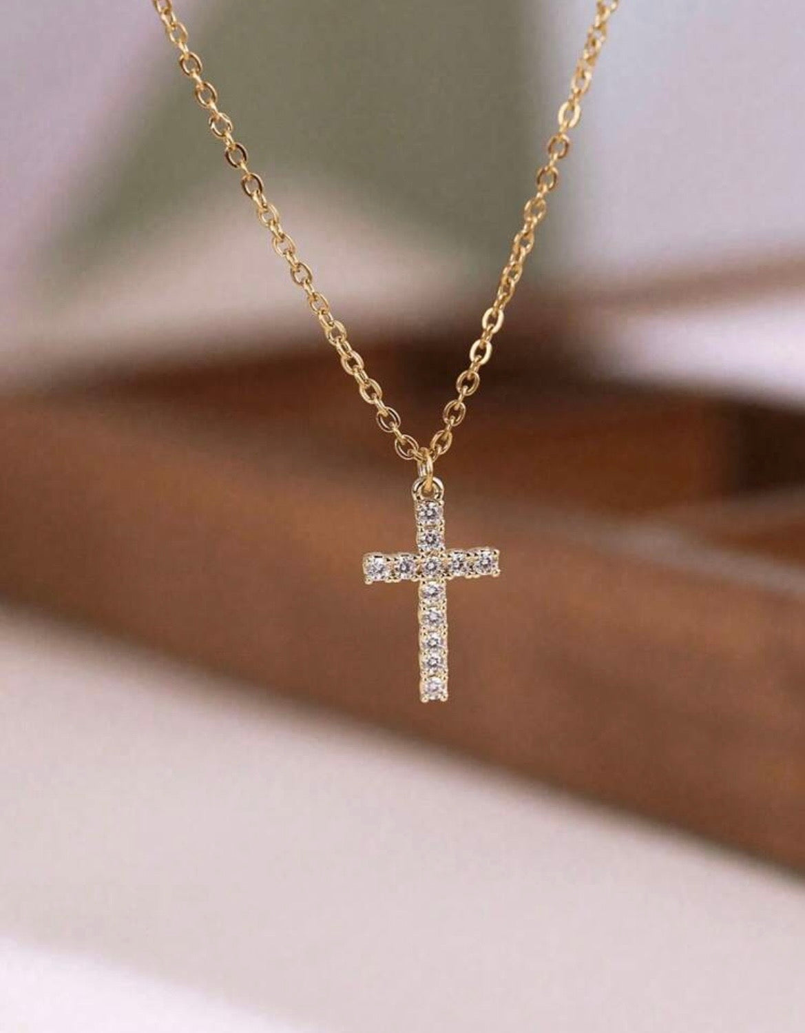 Rhinestone cross necklace