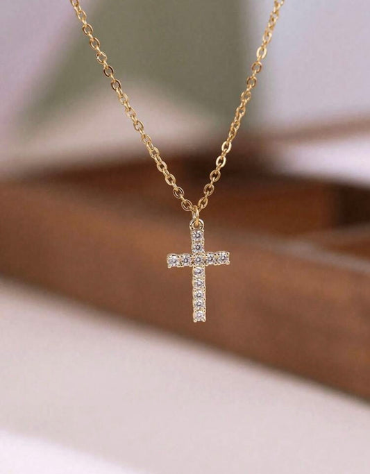 Rhinestone cross necklace
