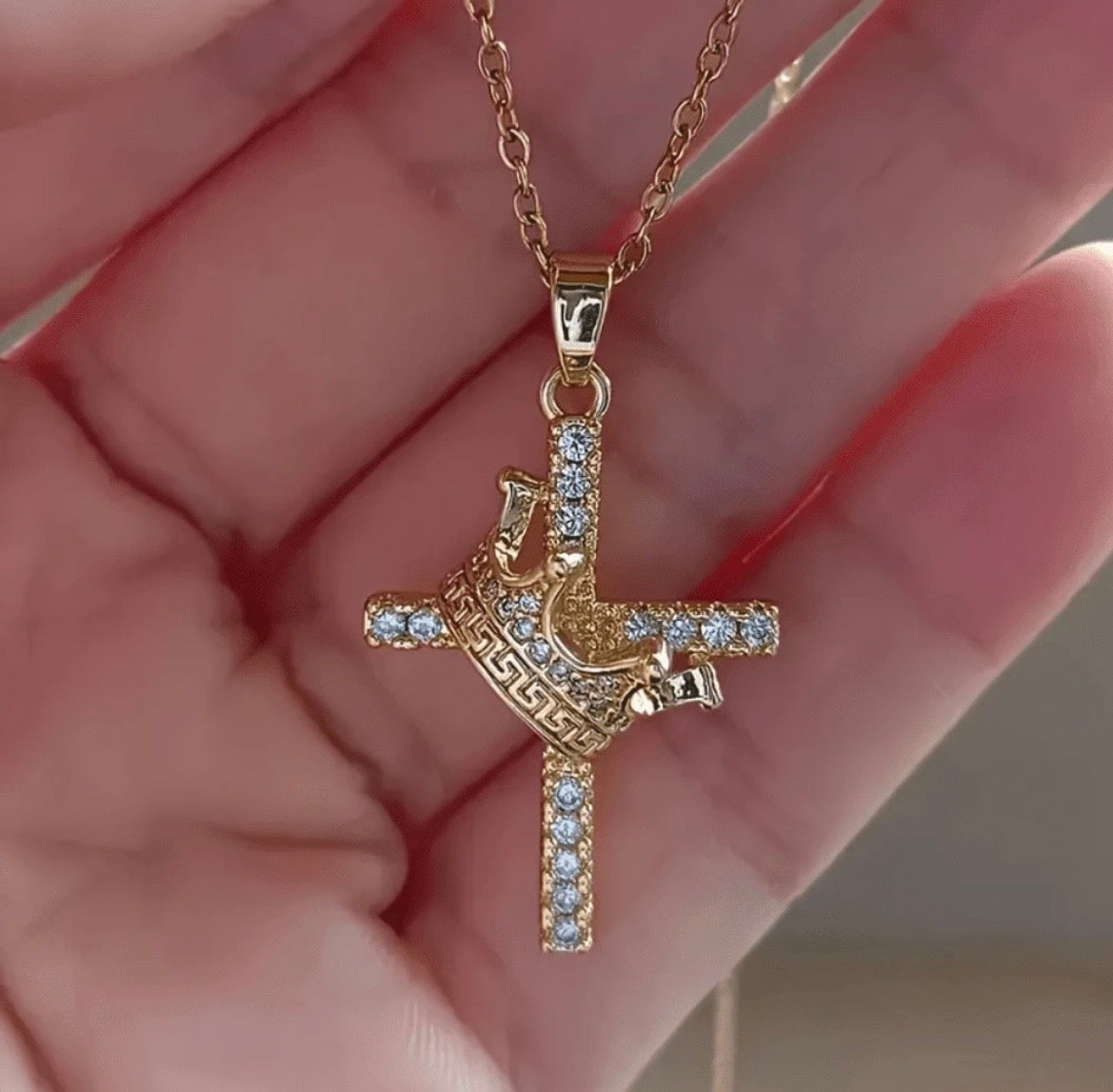 Men’s crown cross necklace