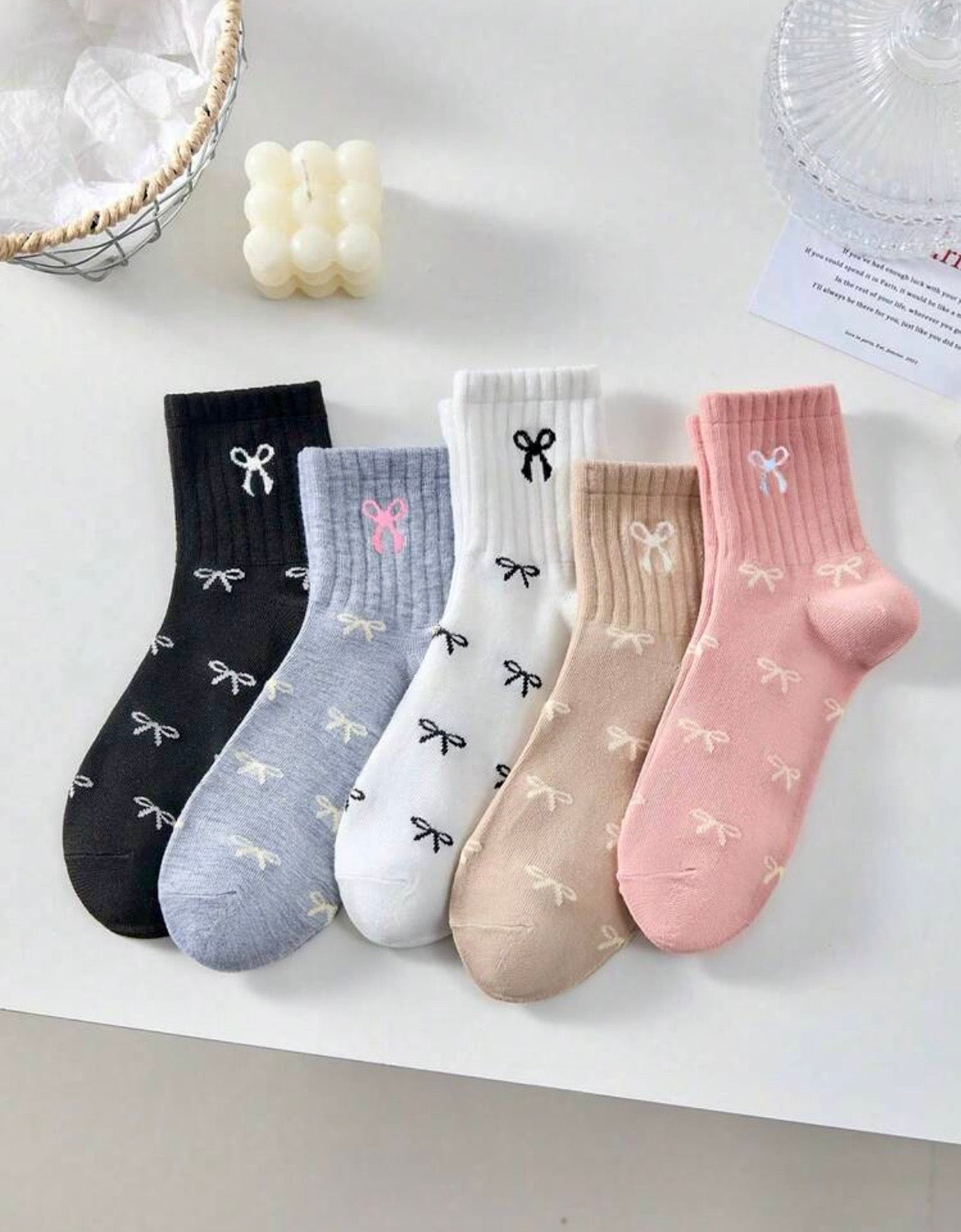 Bow print socks