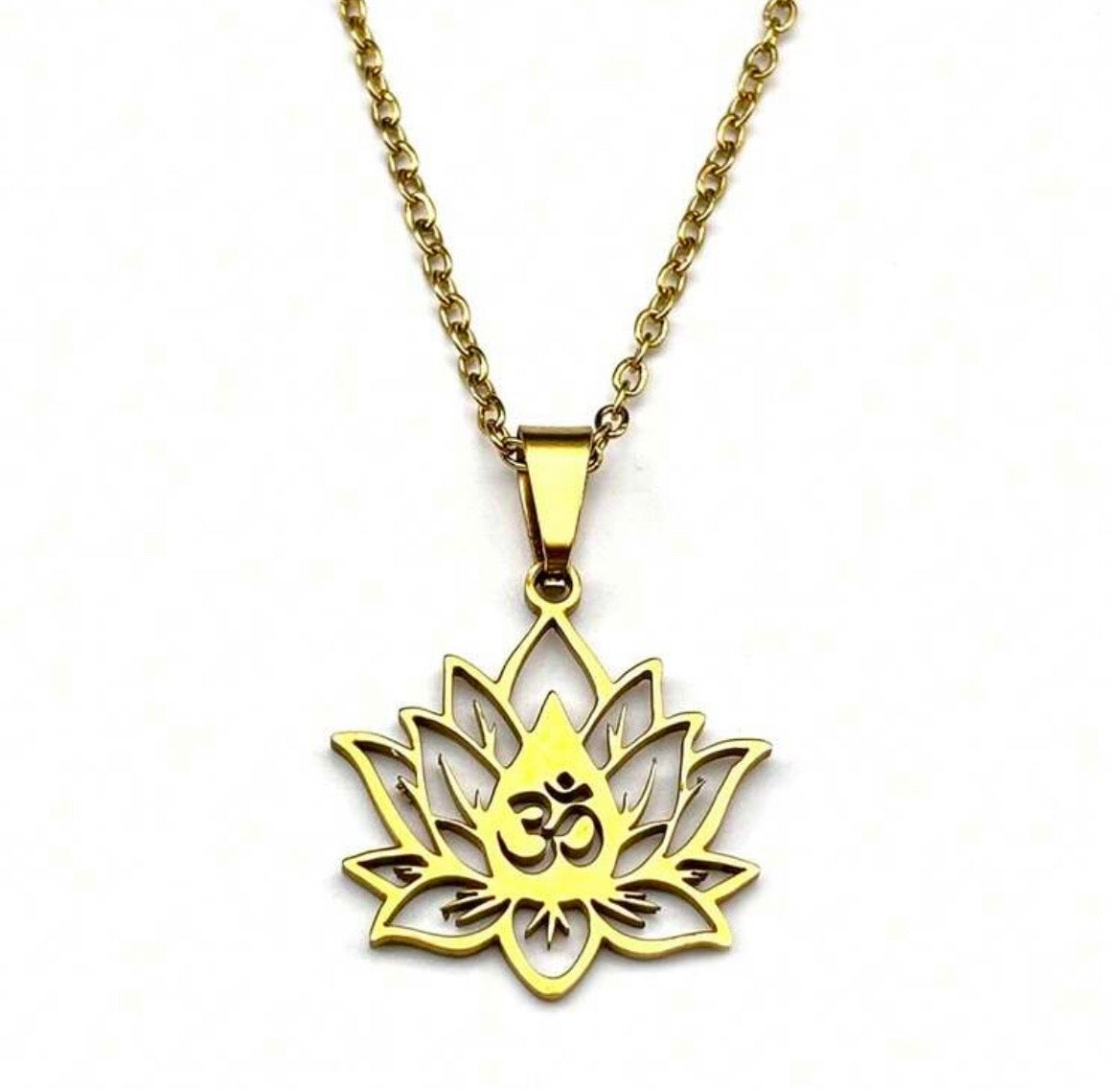 Om lotus flower necklace