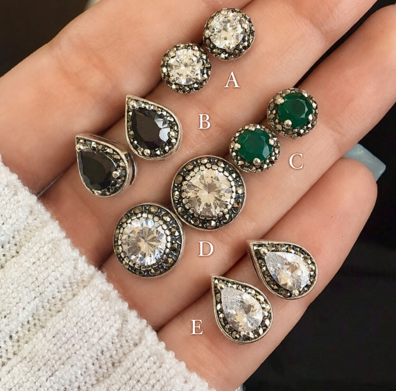 Gemstone stud earrings