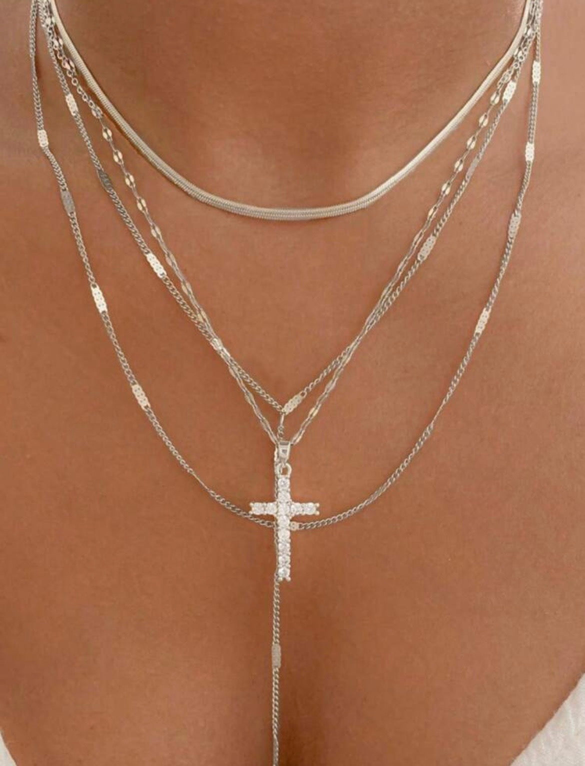 Layered cross necklace