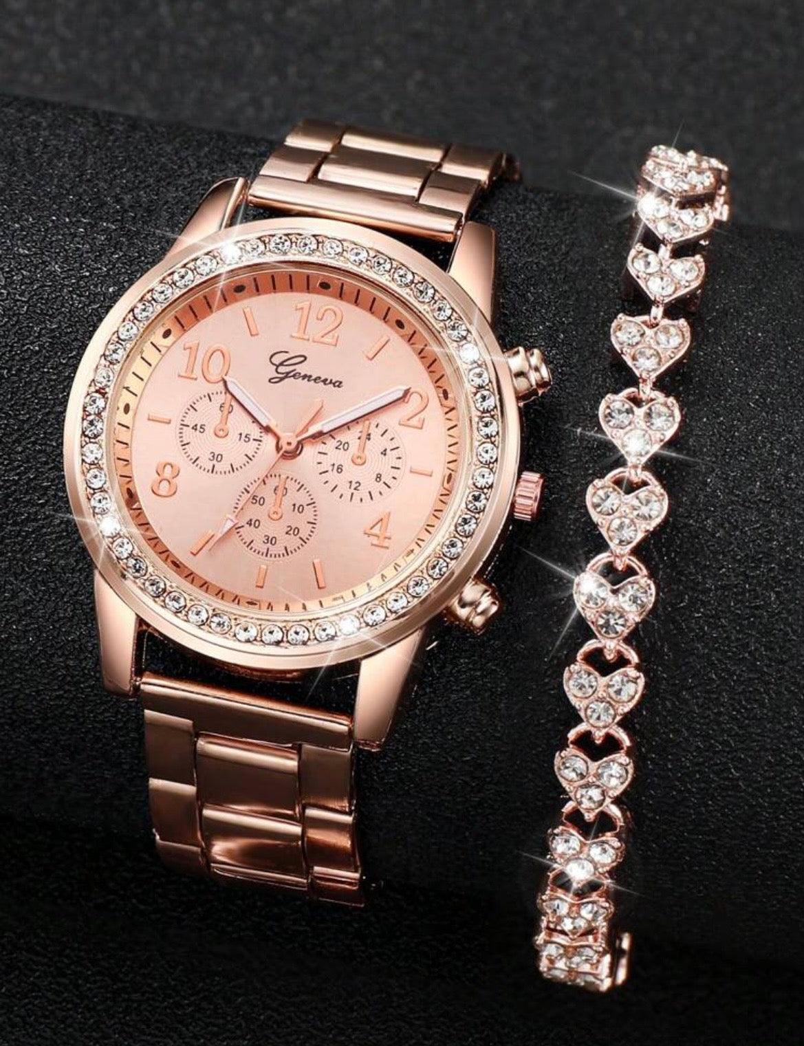 Watch & diamond bracelet set