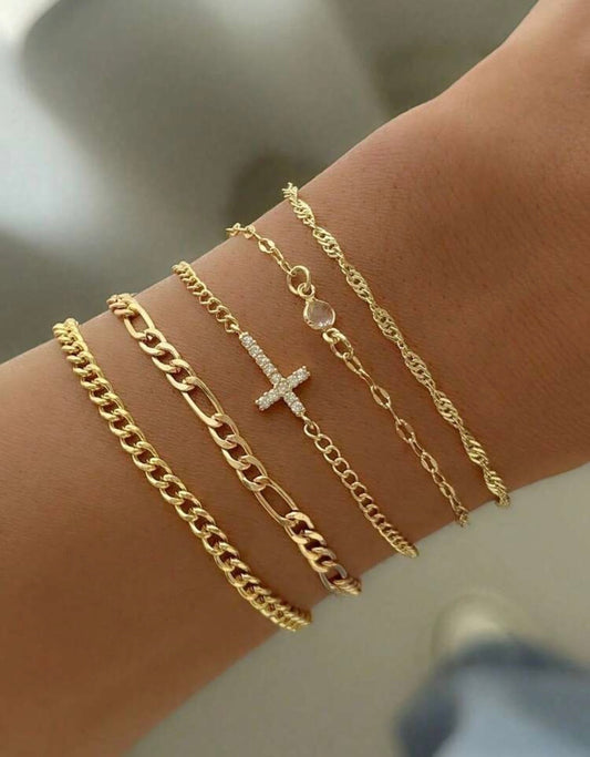 Multilayered cross bracelet