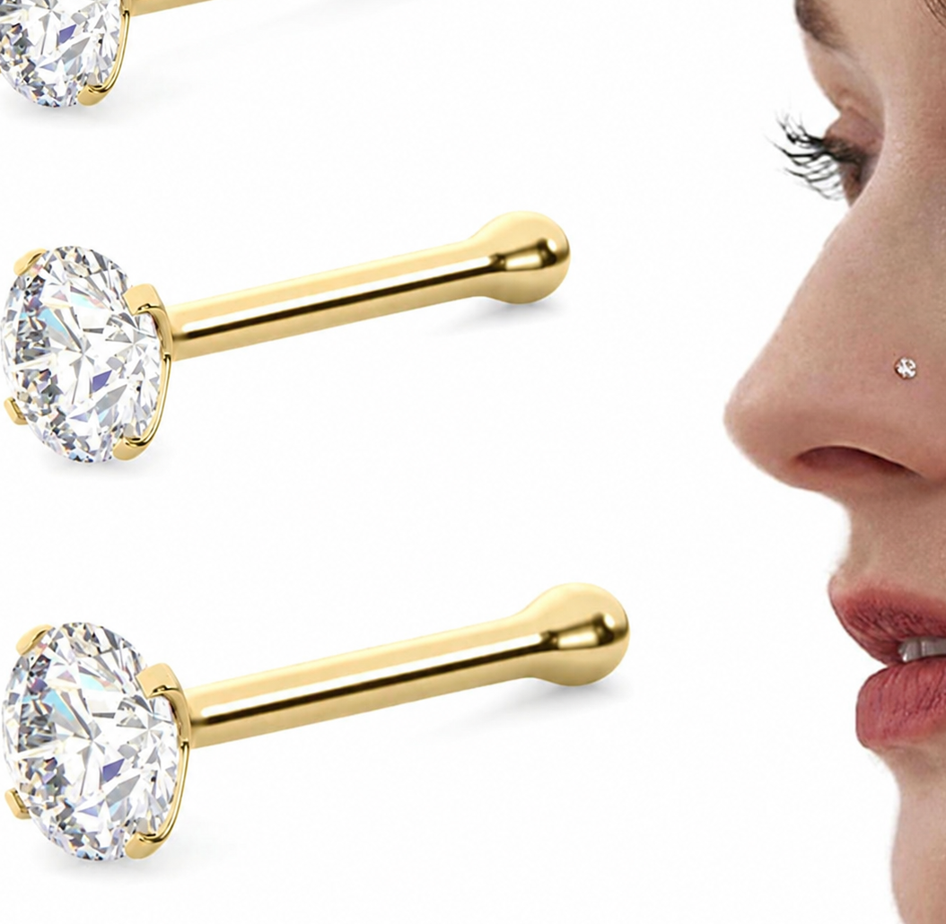 18k gold plated stud nose rings