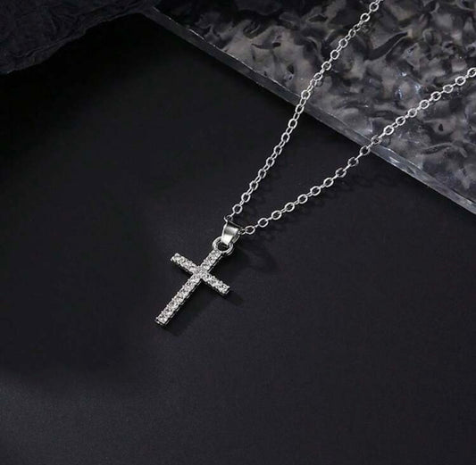 Rhinestone cross necklace