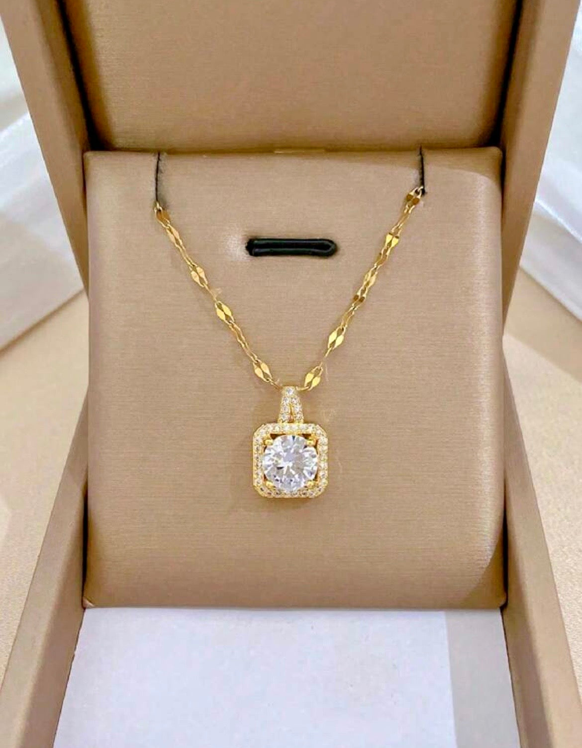 Square diamond bling necklace & earrings set