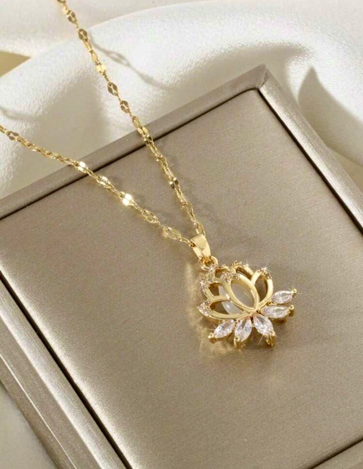 Lotus flower pendant necklace