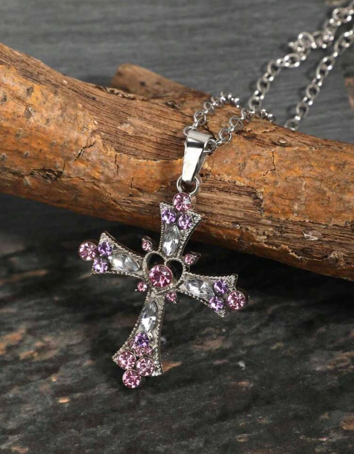 Elegant rhinestone cross necklace