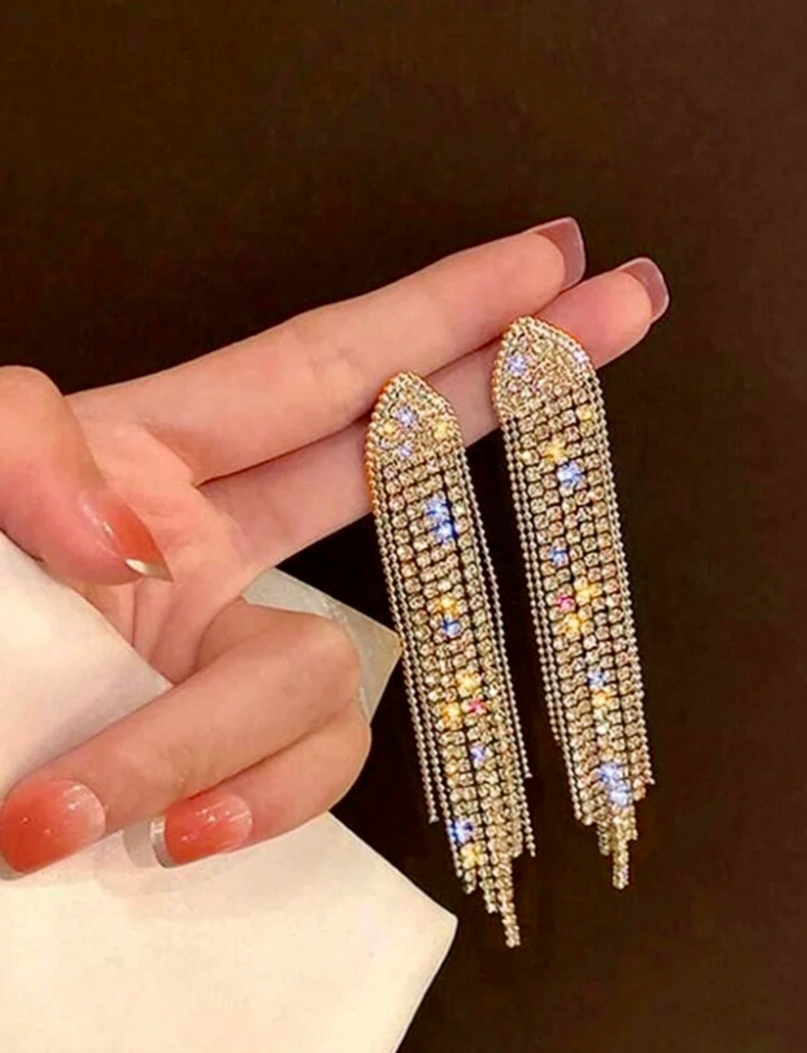 Gold tassel drop earrings