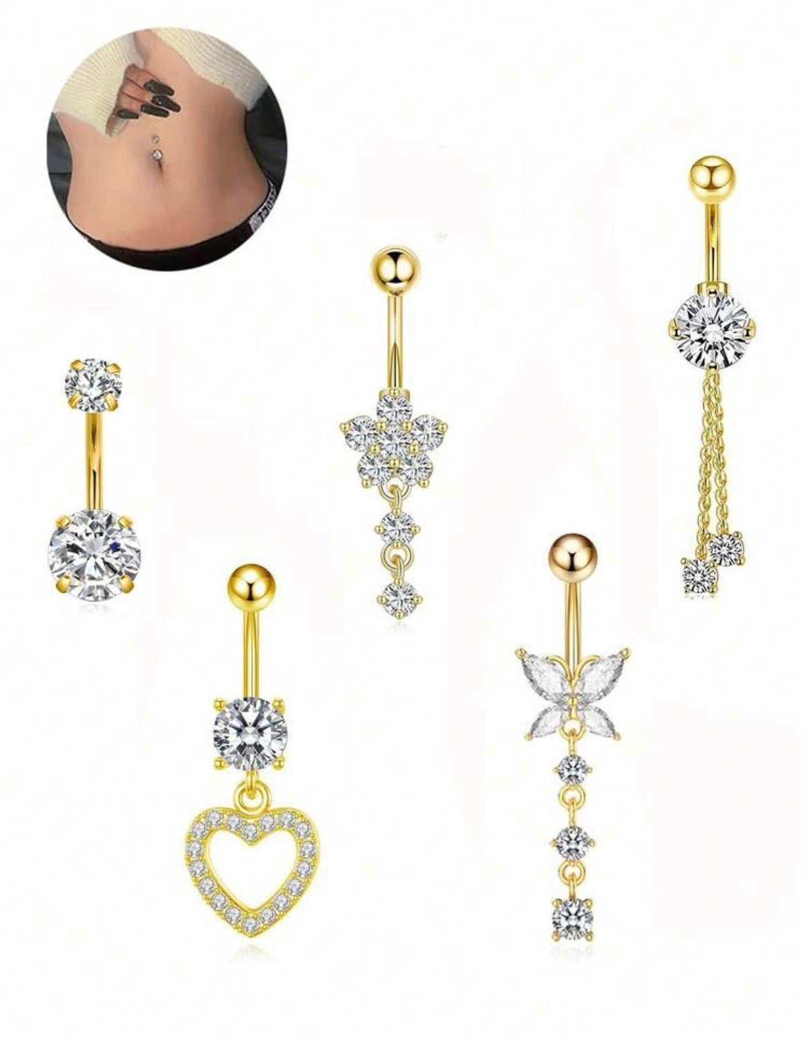 Gold plated belly button rings