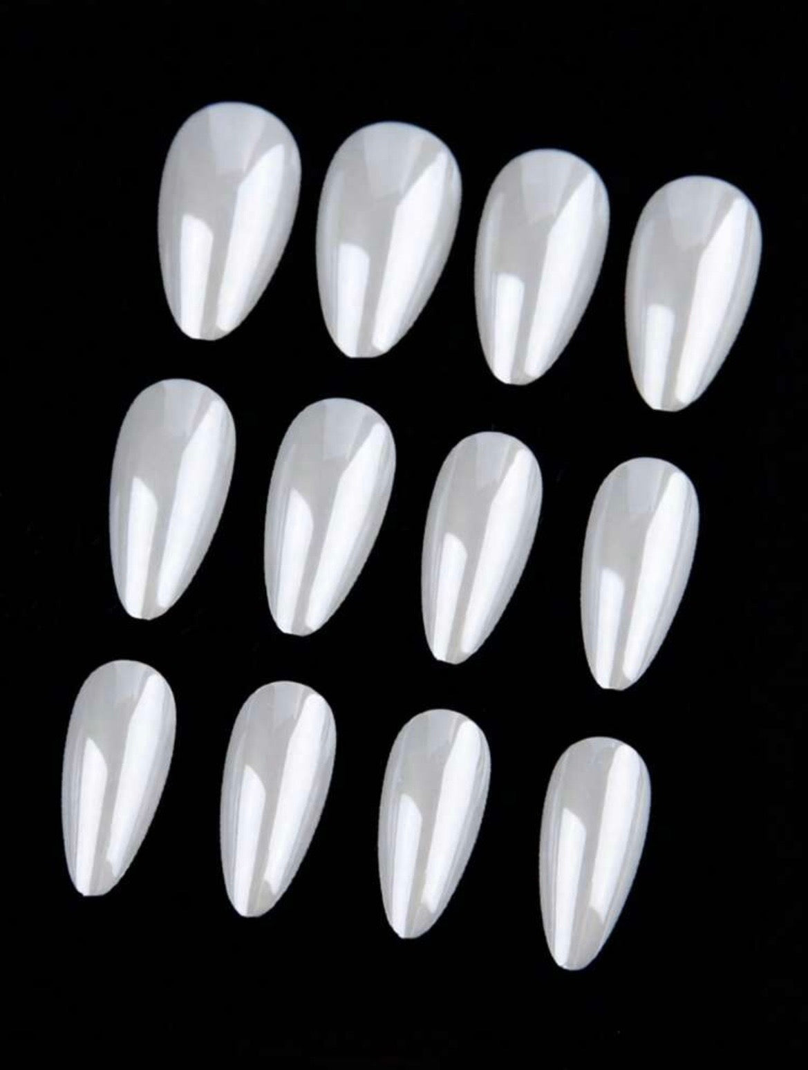 White aurora press on nails