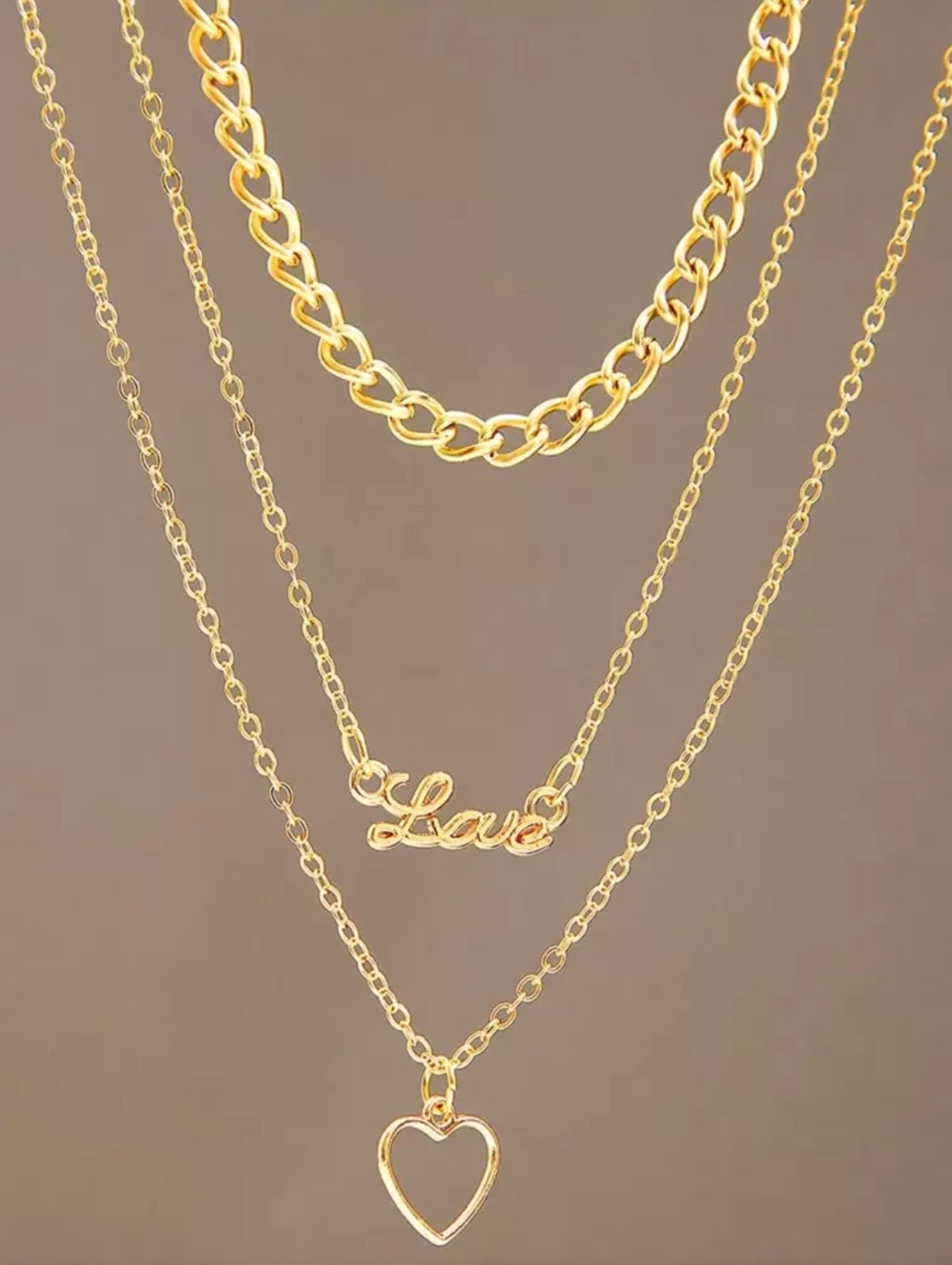 Layered heart love necklace