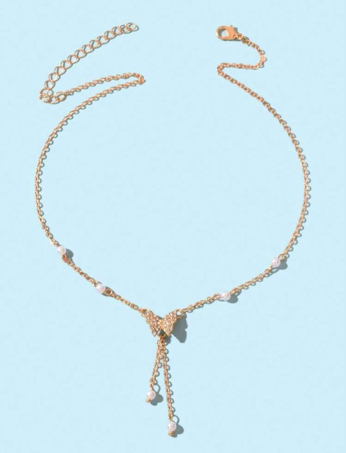 Butterfly pearl necklace