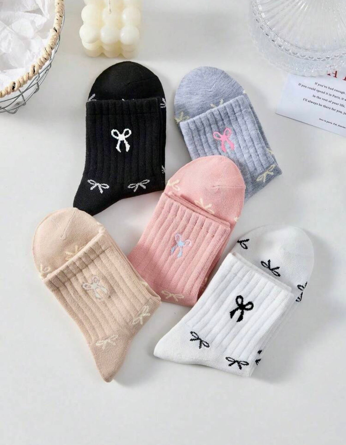 Bow print socks