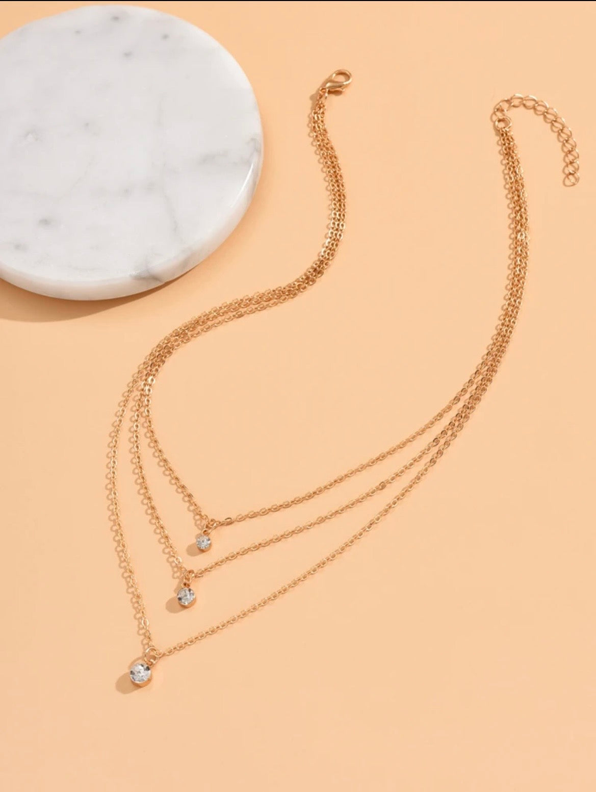 Multi-layer rhinestone pendant necklace