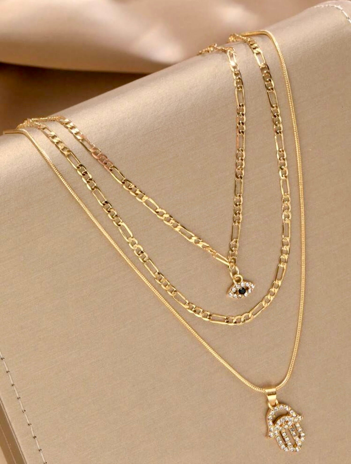 Evil eye multi-layer necklace set