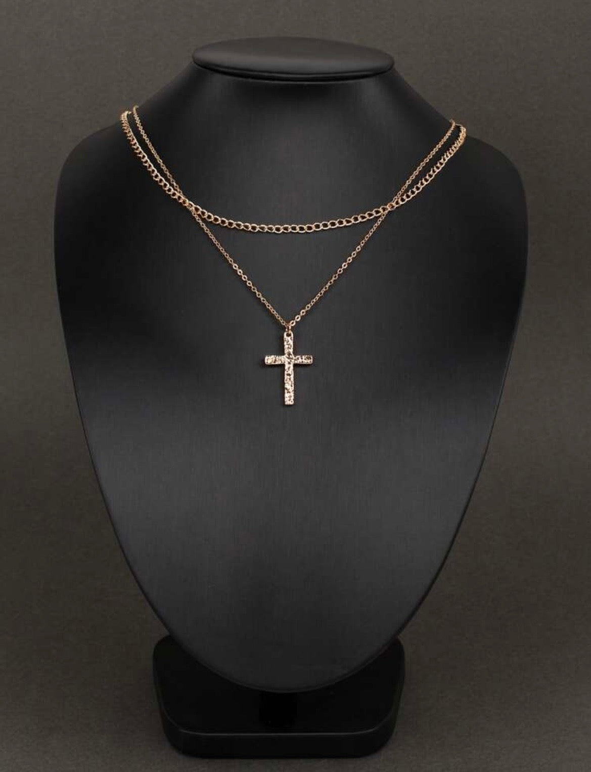 Double chain cross necklace