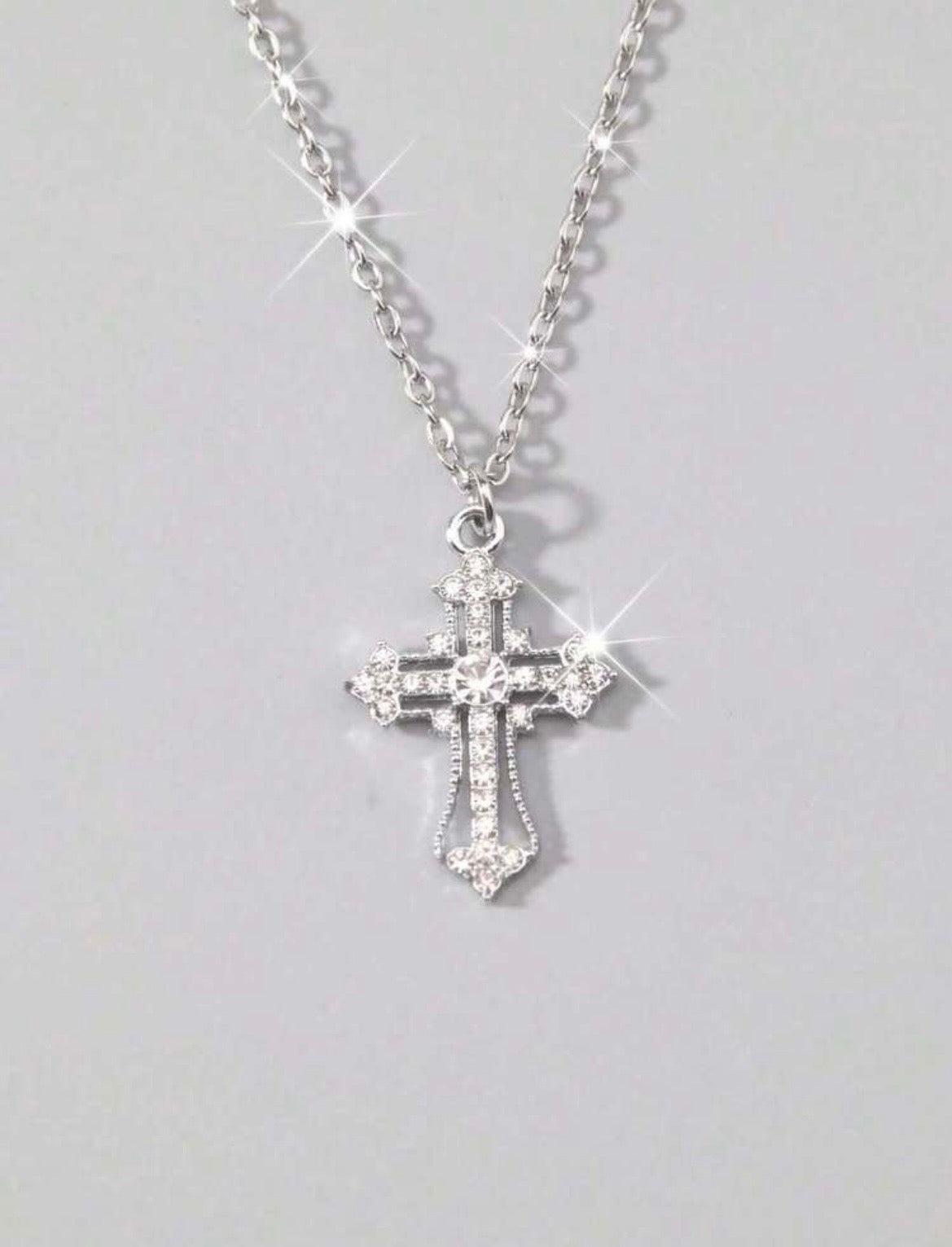 Gold/Silver vintage rhinestone cross necklaces
