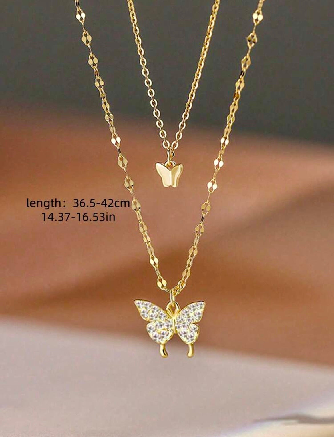 Double layer butterfly necklace