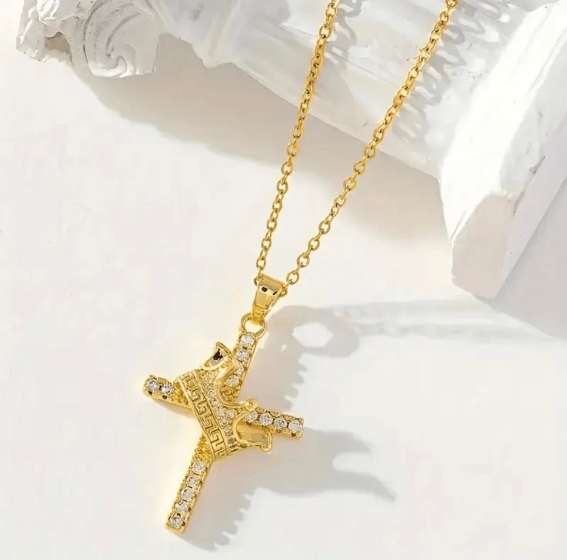 Men’s crown cross necklace