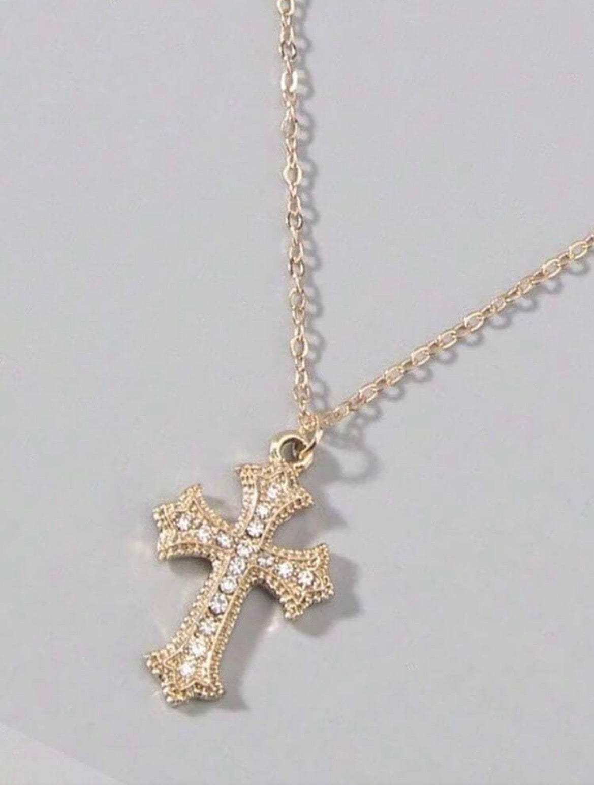 Gold/Silver vintage rhinestone cross necklaces