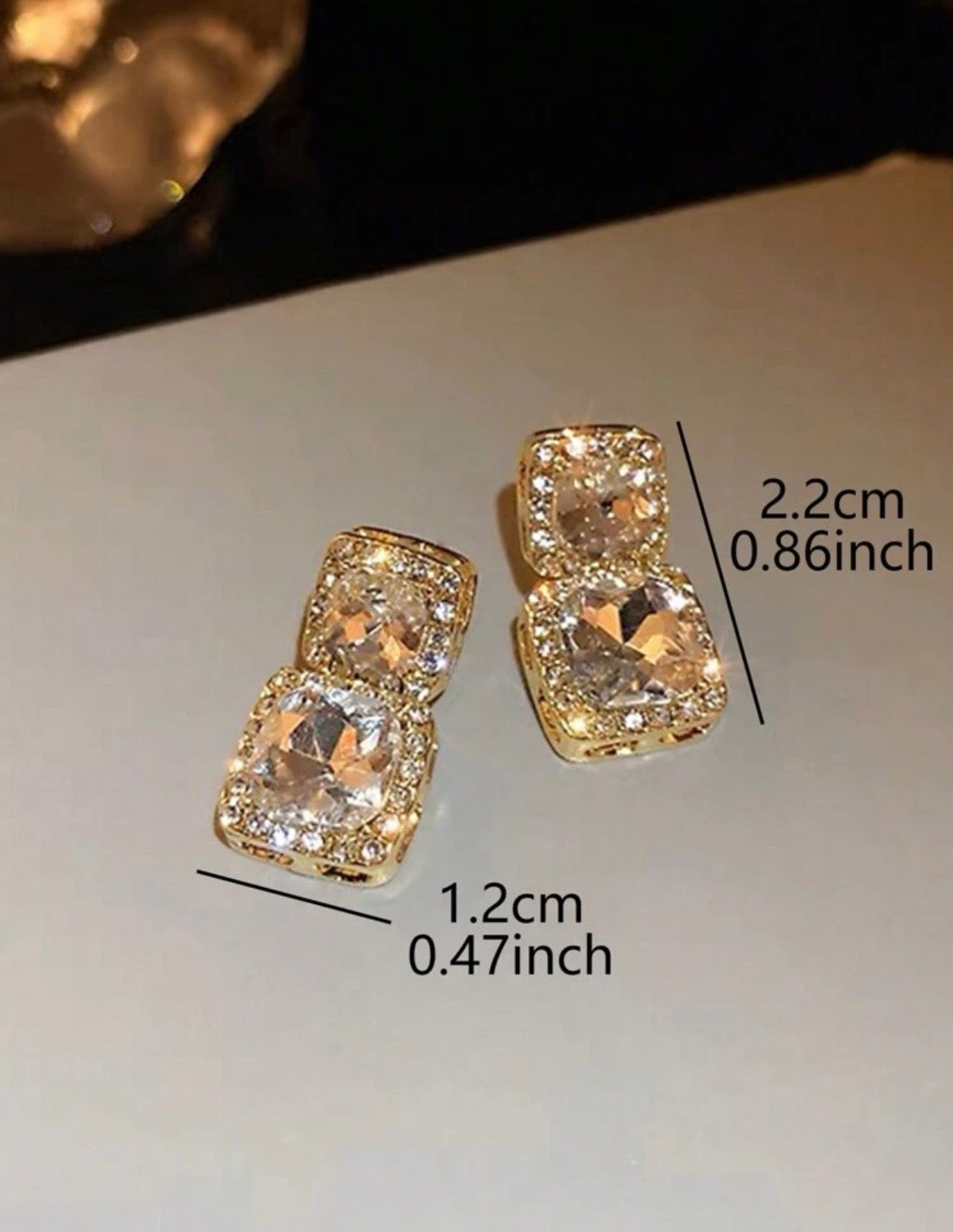 Square glass drop earrings