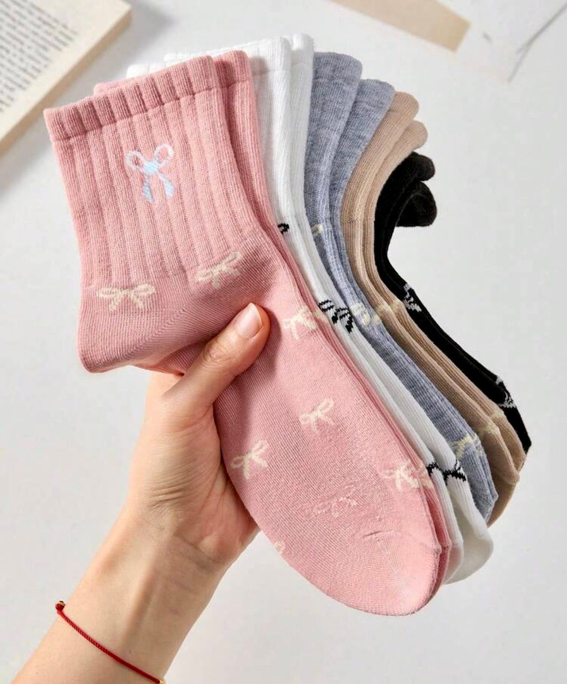 Bow print socks