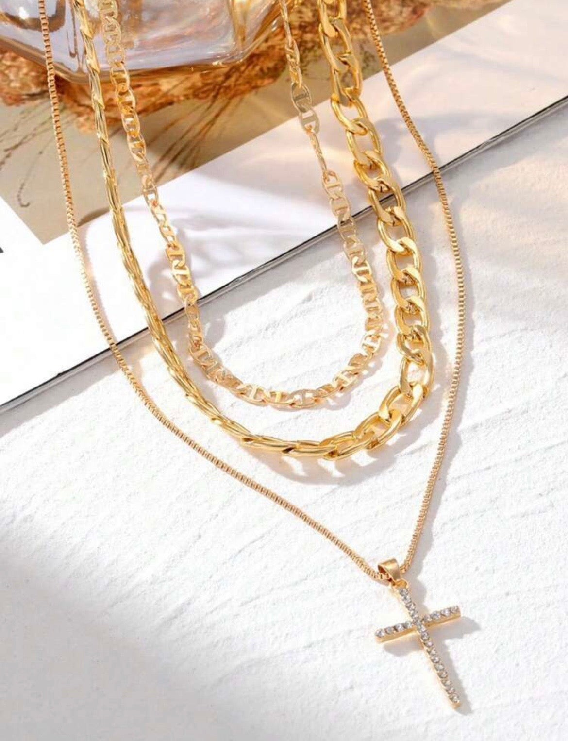 Layered cross necklace