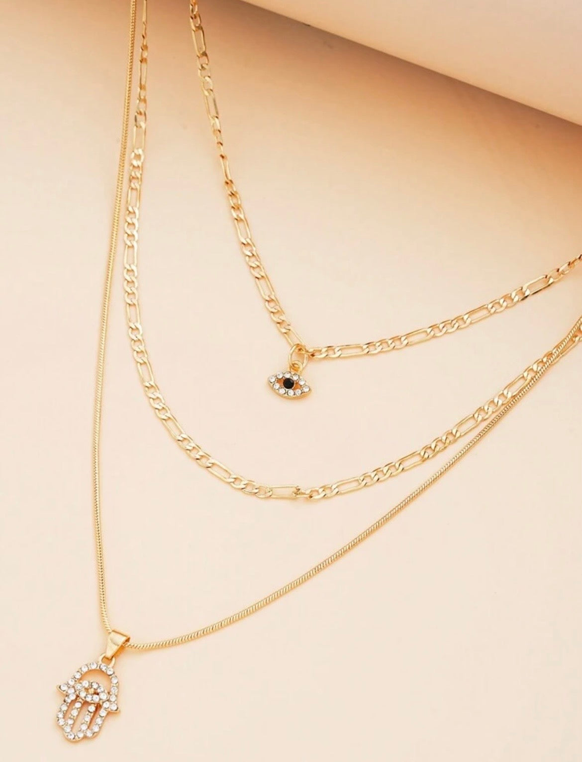 Evil eye multi-layer necklace set