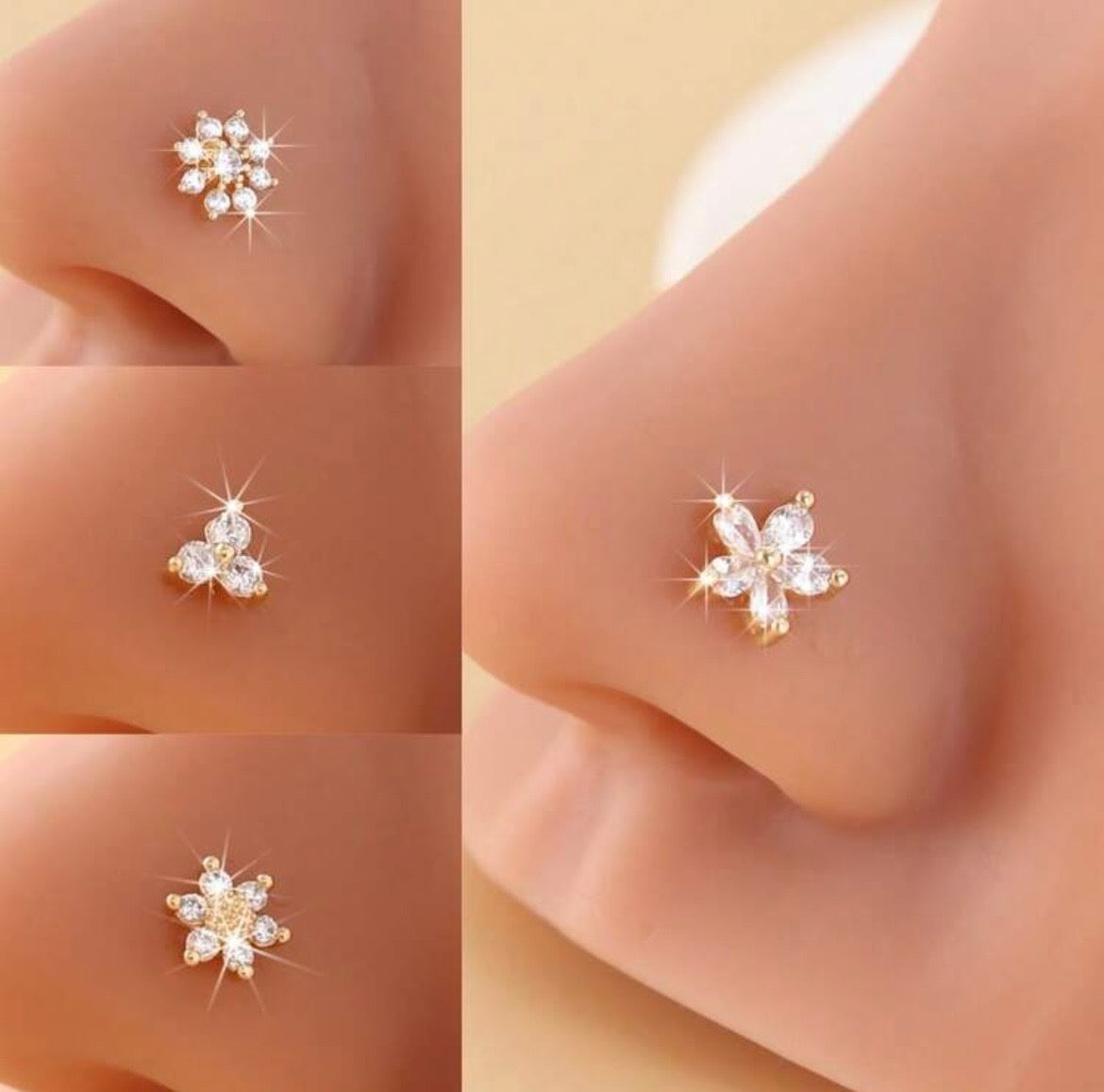 Flower stud nose rings