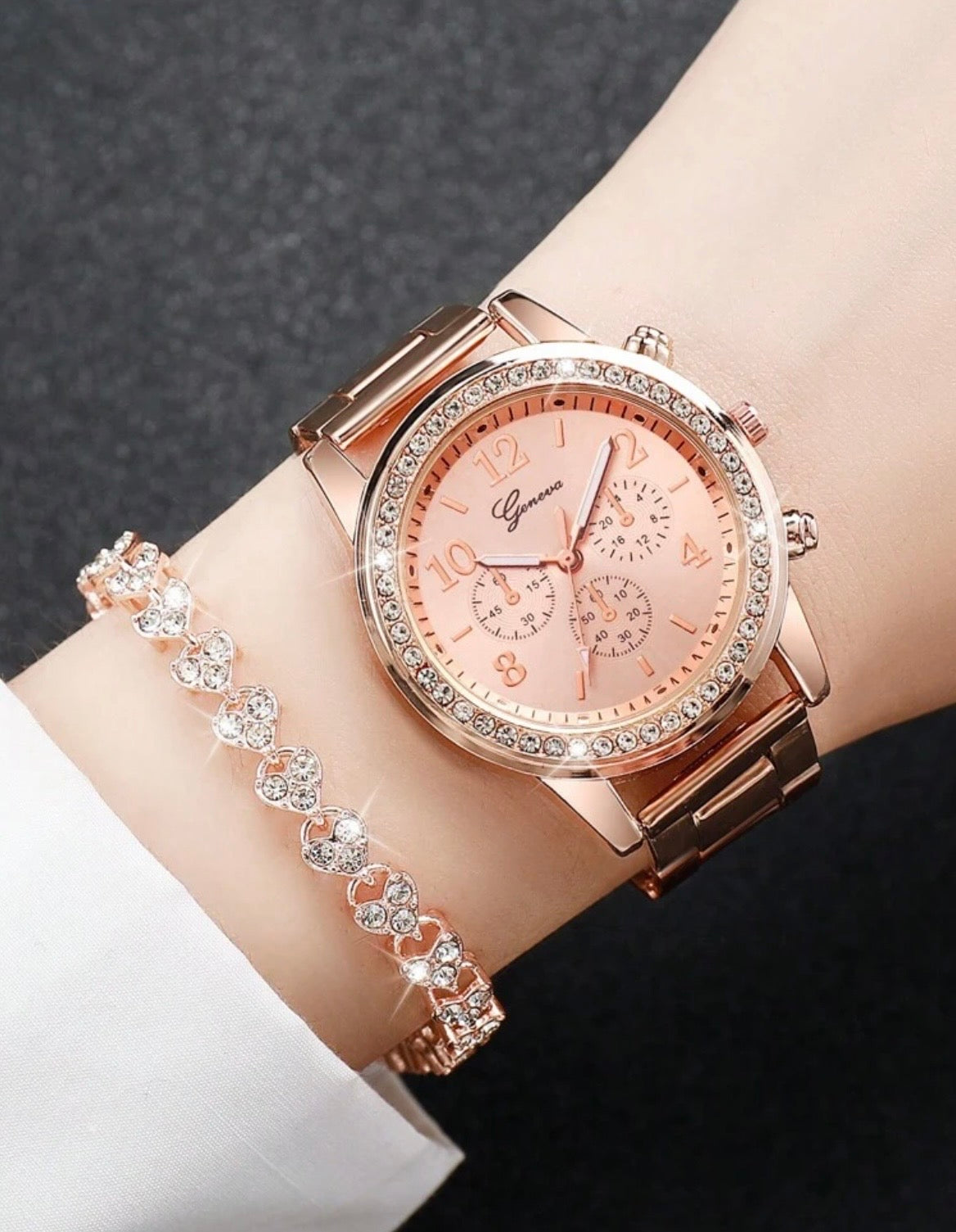 Watch & diamond bracelet set